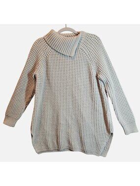Land's End Chunky Knit Oversized Cowl Neck Sweater Womens Large Petite Cozy